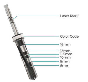 Taladro recto DNT Irrigado externo de 02,5mm, hecho de acero inoxidable con código amarillo, taladro dental recubierto de DNT - Product Image 4