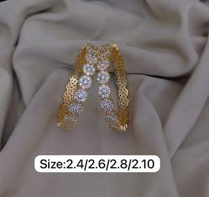 Luxury Matte Finish CZ Bangle Set for Women Stylish Artificial Bangles with <b>Cubic</b> <b>Zirconia</b> Stones Ideal for Bridal & Ethnic Wear - Product Image 2