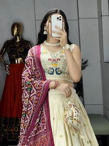 Calidad Premium para mujer 100% algodón puro rico bordado hoja secuencia trabajo indio Lehenga Choli tradicional boda fiesta desgaste - Product Image 2