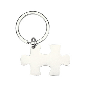 Gravure bricolage personnalisé en acier inoxydable vierge Puzzle Couple porte-clés en métal vierge saint-valentin meilleur ami amoureux <span class=keywords><strong>Gif</strong></span> - Product Image 2
