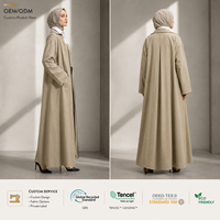 Abaya longue pour femme à texture gaufrée, ouverture zippée sur le devant, style manteau, fournisseur de marque privée