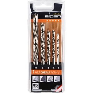 PCTM 5-Piece HSS-Co5 Wood Spiral Drill Bit Set 4-10 mm by ALPEN - Product Image 1