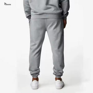 Ensemble de survêtement décontracté pour homme en coton 100% gris pour l'hiver, léger, pour le jogging et la course à pied, motif uni, survêtement écologique - Product Image 3