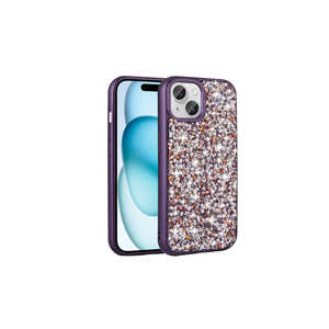 Étui de protection de luxe Netzy SAFA Linea Series avec design en strass pour iPhone 15 11Pro 14 Plus 13 Pro Max Violet foncé - Product Image 1