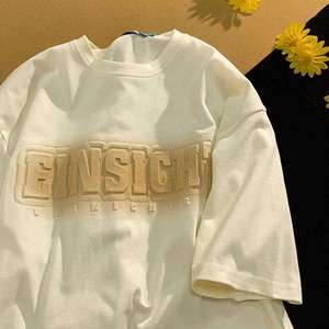 เสื้อลายนูนสำหรับผู้ชายเสื้อโอเวอร์ไซส์แขนสั้นทรงหลวมลำลองเสื้อลายนูน3D - Product Image 2