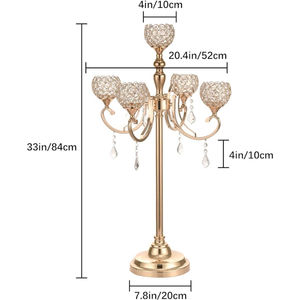 Nouveau Design Candélabre En Métal Pour La Décoration De Mariage Pièce Centrale En Laiton Or Candélabre Diamant Perlé 5 Bras Votive Titulaire - Product Image 1