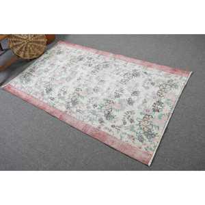 Vintage 3.5x5.9 ft Rug, Turkish Rug, <b>Red</b> Floral Rug <b>Wool</b> - Product Image 1