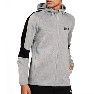 Algodón/poliéster personalizado su propio logotipo cremallera completa con dos bolsillos transpirable pulóver Sudadera con capucha básicos mezcla de algodón - Product Image 1