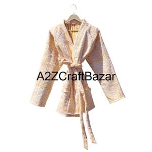 Veste matelassée en coton réversible faite à la main pour femmes, imprimé floral en blocs, style indien bohème, vêtements d'hiver - Product Image 3