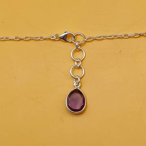 Handmade Dainty Amethyst Gemstone <b>Necklace</b> with Faceted 925 <b>Sterling</b> <b>Silver</b> Long Rope Chain - Product Image 3