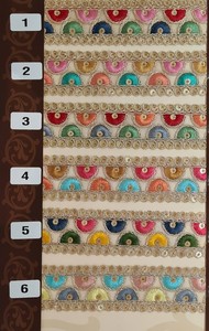 Custom Made Sequins Machine Embroidered <b>Ribbons</b> & Laces in Various Designs & Three Colours for <b>Wedding</b> Dresses - Product Image 3