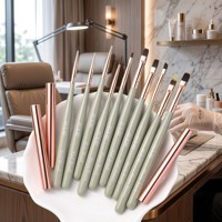 Pinceau à ongles ovale en bois vert de qualité supérieure, style japonais, 10 pièces, poils en nylon haute densité, pour la manucure au gel