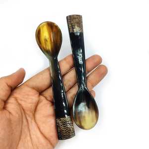 ช้อนเขาสัตว์ทำจากธรรมชาติเป็นมิตรกับสิ่งแวดล้อมด้ามจับสั้นสำหรับขนมไอศกรีมสำหรับเด็กใช้ในบ้านร้านอาหารโรงแรมแจกฟรี - Product Image 3