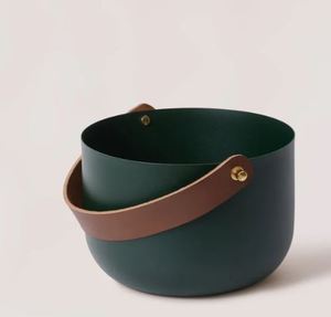 Handmade Decorative Modern Design Metal <b>Vase</b> for Home Decor With Leather Handle - Product Image 2