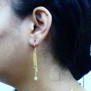 Vêtements de mariage en argent sterling 925 plaqué or Vermeil multi couleur pierres précieuses femmes portent des boucles d'oreilles suspendues - Product Image 3