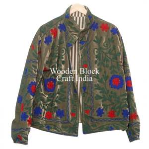 <b>Women's</b> Latest Bohemian Floral Quilt <b>Jacket</b> Handmade Velvet Embroidered Suzani Cotton Windbreaker Coat Autumn Winter <b>Summer</b> - Product Image 6