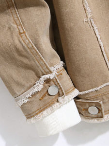 OEM Men's Cotton Denim Jacket for men Oversized for Raw Distressed Jean with Ripped Flap Pocket Customizable Design Options - Product Image 2