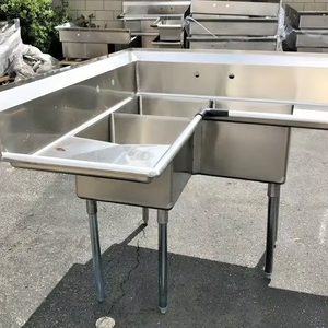 Évier d'angle en acier inoxydable NEUF à 3 compartiments pour cuisine commerciale, restaurant, certifié NSF - Product Image 1