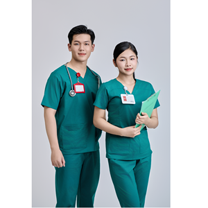 ชุดสครับทางการแพทย์แบบยูนิเซ็กซ์ ผลิตในเวียดนาม ยี่ห้อ FMF ผลิตจากผ้าสแปนเด็กซ์/คอตตอน สีเขียว สำหรับใช้ในโรงพยาบาล/ศัลยกรรม - Product Image 5