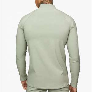 Vêtements de sport d'extérieur personnalisables pour hommes, coupe ajustée, col zippé, respirant, écologique, séchage rapide, manches longues, rashguard - Product Image 3