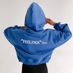 เสื้อฮู้ดครอปท็อปผ้าฝ้ายฟลีซพรีเมียมสำหรับฤดูหนาว สไตล์สตรีทแวร์ทรงโอเวอร์ไซส์ ไหล่ตก ระบายอากาศได้ดี สั่งทำได้ตามต้องการ มีความต้องการสูง - Product Image 3