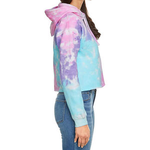 Nuevo diseño de logotipo personalizado Tie Dye Crop Top Sudadera con capucha Ringspun Algodón/poliéster Tie-Dye Mujeres Cropped Pullover Hoodie - Product Image 2