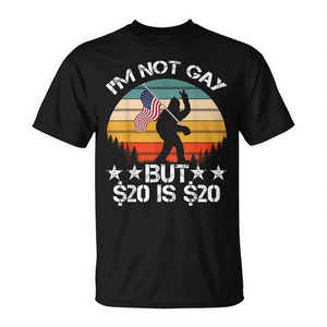 Camiseta con diseño de la bandera de EE. UU. Bigfoot Meme para hombre, camisetas promocionales con memes divertidos, $20, no soy gay, $20 es $20 - Product Image 2