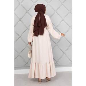 Cream <b>Belted</b> Aerobin Modest Career Dress - Product Image 4