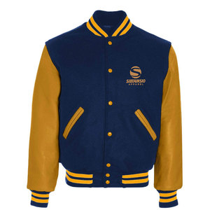 Blouson universitaire homme avec manches en cuir, broderie style Letterman, coupe bomber, pour l'hiver, décontracté, haute qualité - Product Image 4