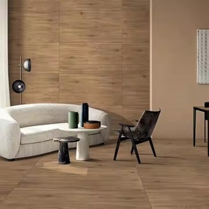 Terre Bois Cuivre Moderne Grain de Bois Carrelage en Arête de Poisson 600x1200 Noyer Porcelaine Sol Qualité Premium - Product Image 1