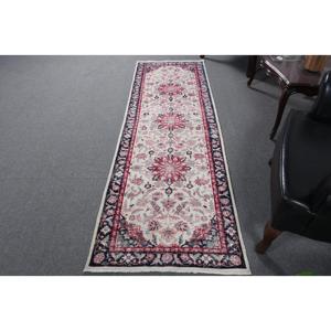 Vintage 2.6x8.1 ft Rug, <b>Runner</b> Turkish Rug, <b>Red</b> Camouflage Wool Rug - Product Image 1