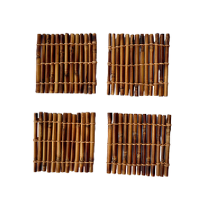 Sous-verres en bambou vintage de haute qualité, design tendance, écologiques, forme carrée créative, lot de 4, artisanat, tapis de qualité - Product Image 3