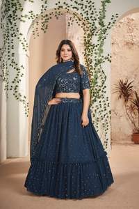 Dernière Designer Faux Georgette Broderie Séquence Travail Lehenga Choli par Fab Zone Vêtements Indiens et Pakistanais - Product Image 4