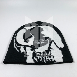 2025 Top qualité unisexe personnalisé all-over imprimé lettre Jacquard hip-hop bonnet chapeaux Ski tricoté sans manchette bonnet - Product Image 5