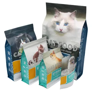 Op Maat Gemaakte Biologisch Afbreekbare Voedselverpakking Plastic Zak Huisdier Kattenbakvulling Hondenvoer Staande Zak Ziplock En Scheur Inkeping Mylar Zak