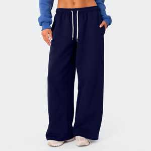 Y2K Women's Casual Sport Pants Oversize Loose Thicken Fleece Elastic Waist with <b>Wide</b> <b>Leg</b> Warm Cozy Pockets Flat <b>Cargo</b> Sweatpants - Product Image 1