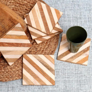 Best Quality Vintage Design <b>Wood</b> Coasters Home Dining Table Decorations Factory Price Cups Pads <b>Placemats</b> 5mm Thickness - Product Image 6