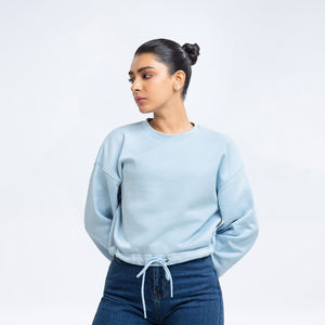 Gran oferta, Jersey personalizado de cuello redondo de algodón de bambú para mujer, sudadera ecológica, sudadera de gran tamaño para mujer - Product Image 1