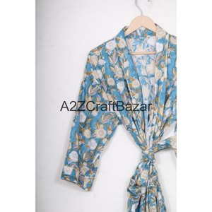 Kimono 100% Algodón con Estampado de Jungla, Último Modelo de Kimono Indio de Algodón Estampado, Bata con Estampado Floral para Regalo de Navidad - Product Image 5