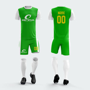 ชุดเสื้อและกางเกงฟุตบอลพิมพ์ลายโพลีเอสเตอร์ 100% แบบระเหิดสี แห้งเร็ว ระบายอากาศได้ดี รับผลิตตามแบบ OEM พร้อมสกรีนชื่อทีม - Product Image 3