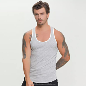 Débardeur d'entraînement d'été pour hommes personnalisé OEM Fitness Gym Stringer Vêtements de sport Haut de musculation en polyester avec technique cirée - Product Image 6
