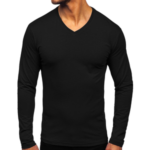 เสื้อยืดคอกลมผู้ชายคุณภาพสูง สีดำ แขนยาว ลายเรียบ สีพื้น หลายแพ็ค ขายส่งจำนวนมาก - Product Image 5