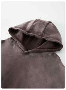 เสื้อฮู้ดผ้าฝ้าย100% 400/450gsm วินเทจสำหรับผู้ชายเสื้อซักลายกรดโลโก้ตามสั่ง - Product Image 6