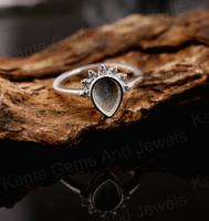 925 Sterling Silber 8x6mm Birnenförmiger Blanko-Fassungsringschachtel für Damen, umweltfreundlicher, handgefertigter Erinnerungsring mit Harz und Zirkonia für Asche