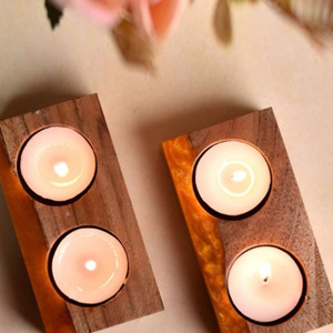 Decorative Wooden Resin <b>Candle</b> Jar with Aromatherapy Wax Natural Scented <b>Candle</b> for Home Decor Spa <b>Gift</b> Table Centerpiece Design - Product Image 1