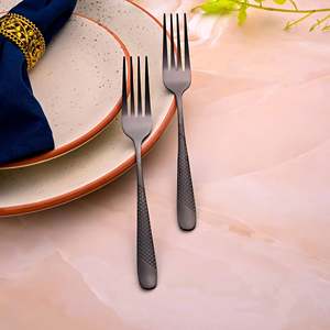 Velvet <b>Black</b> Stainless Steel Tiny Forks <b>Set</b> of 2 Sustainable <b>Dinner</b> Fruit Salad Dessert Forks - Product Image 4