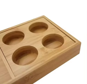 Plateau de spa en bambou avec 4 fentes Plateau de service d'huile essentielle Plateau de spa de pédicure pour usage domestique Caractéristique jetable - Product Image 4