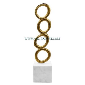 Diseño curvo simple Arte de metal Objeto de aluminio Escultura de mesa Oficina Color plata con base de mármol Accent Accesorio para el hogar - Product Image 2