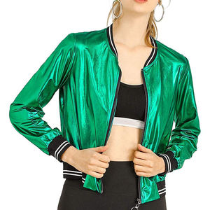 Veste en satin vert métallisé pour femmes 2026 Vestes 2025 Vestes Vestes personnalisées Vestes d'école Vestes de soirée Nouvelle tendance de la mode Nouveau - Product Image 2
