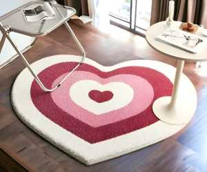 Alfombra de lana con mechones a mano en forma de corazón de alta calidad, Material de seda para sala de estar y cocina, alfombra con nudo para la libertad - Product Image 2